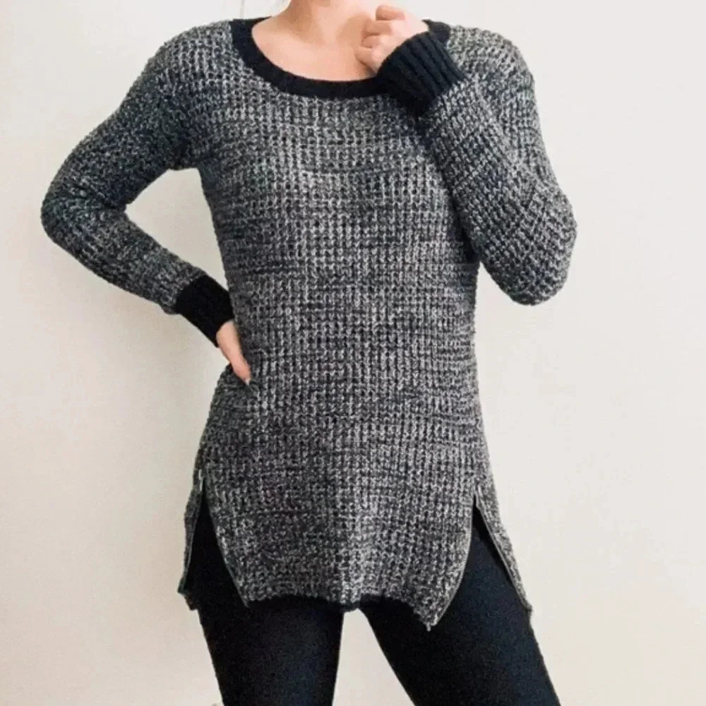 Kaisely Gray Side Zipper Sweater